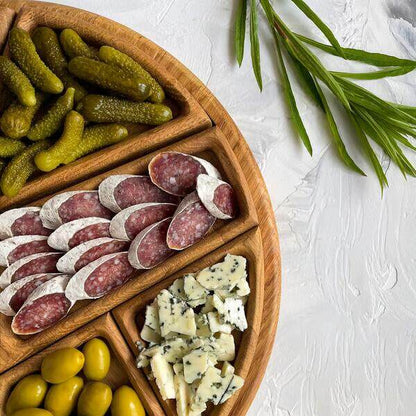 Puzzle Serving Tray - Wood with Removable Compartments
