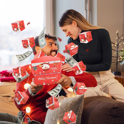 🎁Christmas Sale - Lowest Prices Online🎁 Surprise Gift Box Explosion for Money, Unique Folding Bouncing Red Envelope Gift Box with Confetti