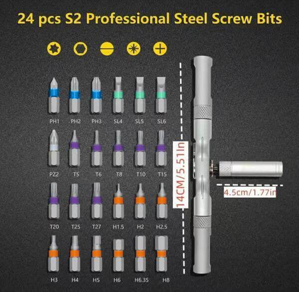 🔥24 in 1 DlY Screwdriver Set Magnetic Compact and Portable Ratchet Screwdriver
