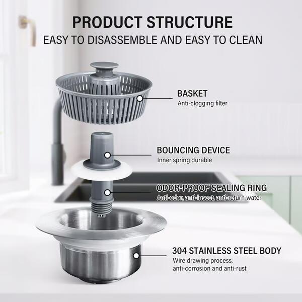 🎁Hot Sale Promotion buy one get one free🔥New Upgraded Sink Bounce Core Drain Strainer