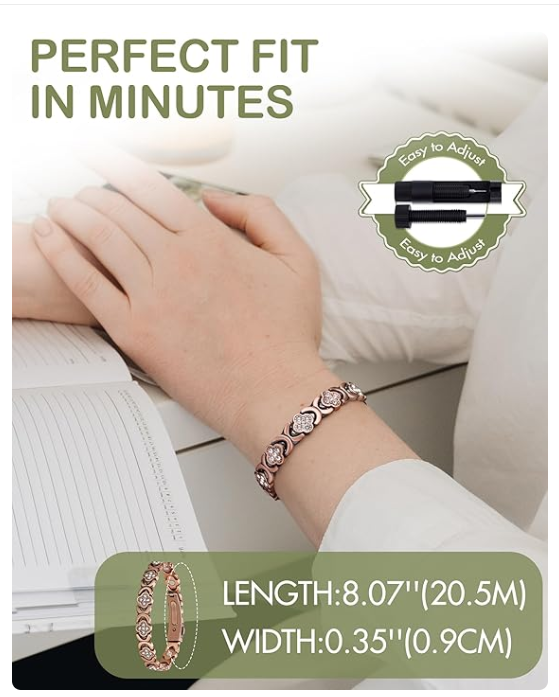 Diystar Copper Bracelets for Women. Pure Copper Magnetic Bracelet with 38oo Gauss Effective Magnets