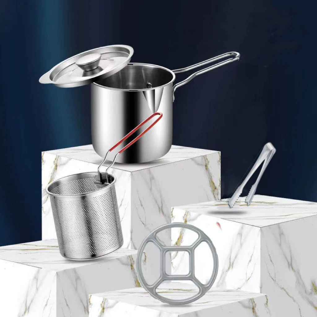 Fryer + Basket + Lid + Pot Holder Clip [Five-piece Set]